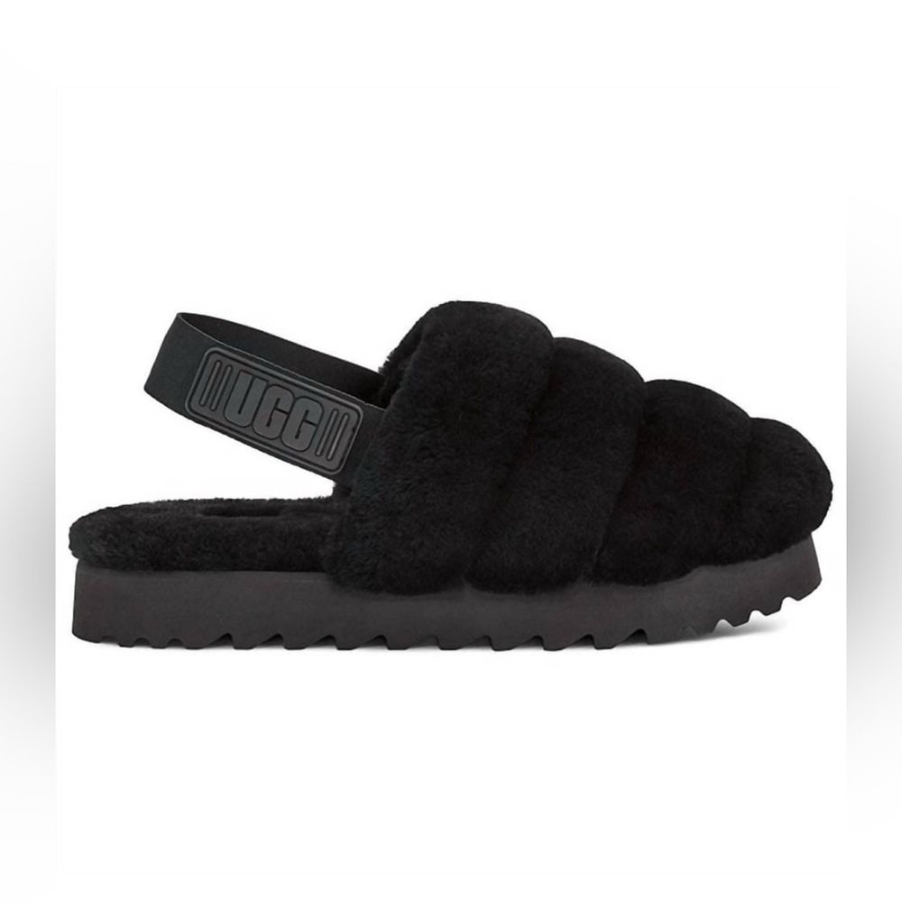 UGG Black Fluffy Slippers Size 9/40